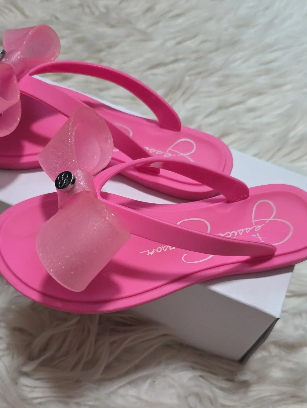 Jessica Simpson Pink Jelly Bow Thong Sandals- 11 Toddler